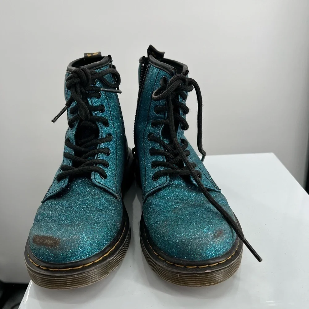 Dr Martens Pascal Turquoise Blue Glitter Boots US Size 2